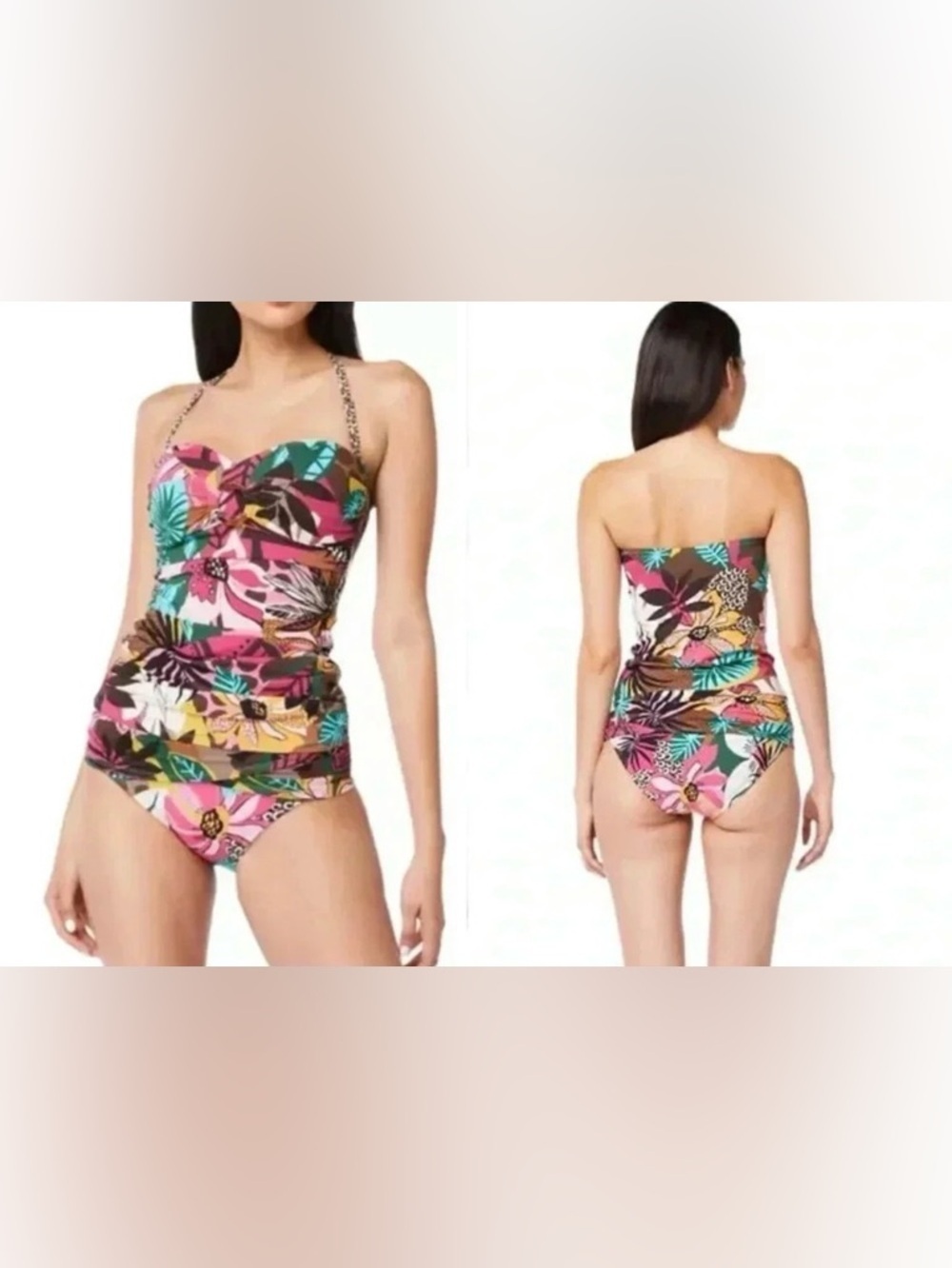 Bleu Rod Beattie Draped Bandeau Swim Tankini and Bikini Bottom Size 8